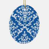 Denim Blue Bold Damask op Emporiomoffa Keramisch Ornament (Rechts)