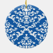 Denim Blue Bold Damask op Emporiomoffa Keramisch Ornament (Achterkant)