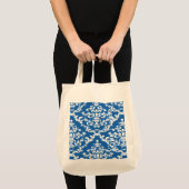 Denim Blue Bold Damask w/ name @ Emporiomoffa Tote Bag (Voorkant (product))