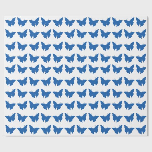 Denim Blue Bold Mod Butterflies Cadeaupapier (Vlak)