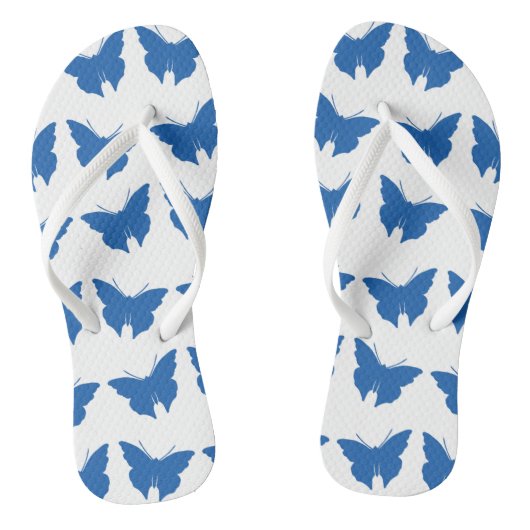 Denim Blue Bold Mod Butterflies Teenslippers (Voetbed)