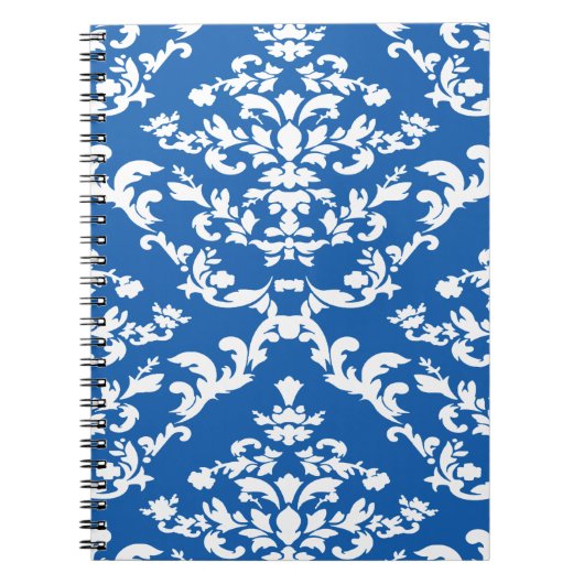 Denim Blue Bold Mod Damask Notitieboek (Voorkant)