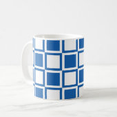 Denim Blue Bold Mod Squares Koffiemok (Voorkant links)