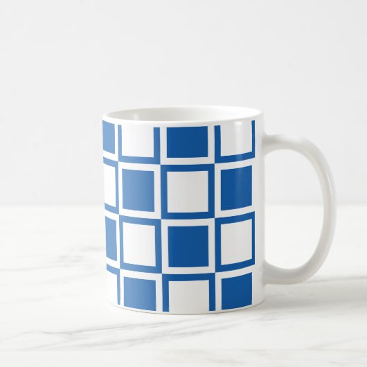 Denim Blue Bold Mod Squares Koffiemok (Rechts)