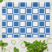 Denim Blue Bold Mod Squares Theedoek (Gevouwen)