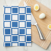 Denim Blue Bold Mod Squares Theedoek (Quarter Fold)