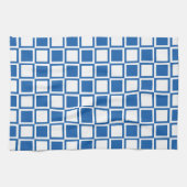 Denim Blue Bold Mod Squares Theedoek (Horizontaal)