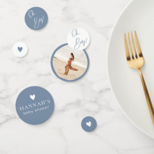 Denim Blue Boy Baby shower Aangepast Confetti