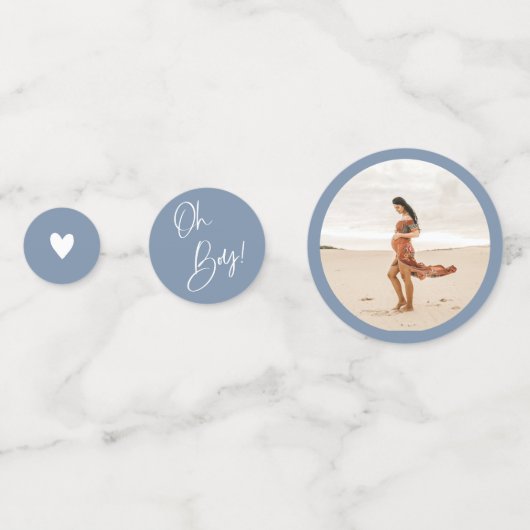 Denim Blue Boy Baby shower Aangepast Confetti (Voorkanten)