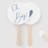 Denim Blue Boy Baby shower Aangepast Handwaaier (Voorkant en achterkant)