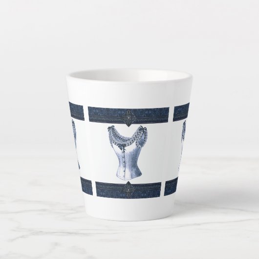 Denim Blue  Bustier Latte Mok (Voorkant)