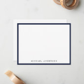 Denim Blue Classic Border Correspondence Notitiekaartje (Voorkant / Achterkant in situ)