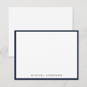 Denim Blue Classic Border Correspondence Notitiekaartje (Voorkant / Achterkant)