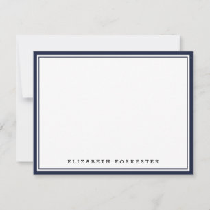 Denim Blue Classic Double Border Correspondentie Notitiekaartje