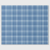 Denim Blue Classic Plaid Cadeaupapier (Vlak)