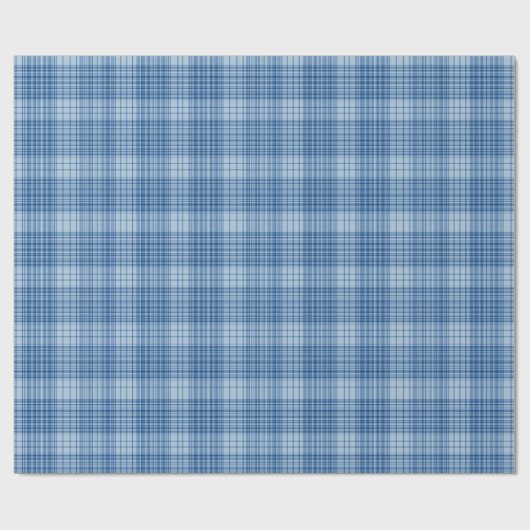 Denim Blue Classic Plaid Cadeaupapier (Vlak)