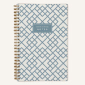 Denim Blue | Coastal Bamboo Trellis Personalized Notitieboek (Voorkant)