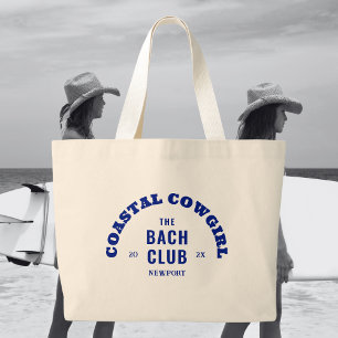 Denim Blue Coastal Cowgirl De Bachclub Grote Tote Bag