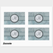 Denim Blue Coin Pattern met Monogram Rechthoekige Sticker (Vel)