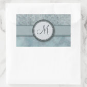 Denim Blue Coin Pattern met Monogram Rechthoekige Sticker (Tas)