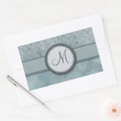 Denim Blue Coin Pattern met Monogram Rechthoekige Sticker (Envelop)