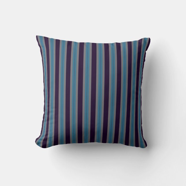 denim blue, dark purple and gray stripes kussen (Voorkant)