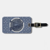Denim Blue Decoratief Monogram "A" Bagagelabel (Voorkant horizontaal)