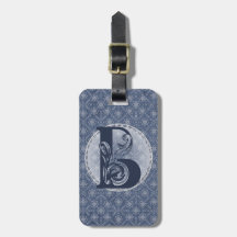 Denim Blue Decoratief Monogram "B" Bagagelabel