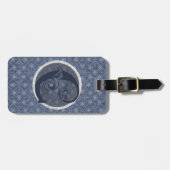 Denim Blue Decoratief Monogram "C" Bagagelabel (Voorkant horizontaal)