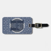 Denim Blue Decoratief Monogram "H" Bagagelabel (Voorkant horizontaal)
