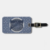 Denim Blue Decoratief Monogram "K" Bagagelabel (Voorkant horizontaal)