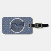 Denim Blue Decoratief Monogram "L" Bagagelabel (Voorkant horizontaal)