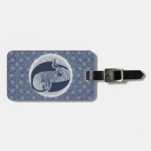 Denim Blue Decoratief Monogram "Q" Bagagelabel (Voorkant horizontaal)