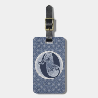 Denim Blue Decoratief Monogram "Q" Bagagelabel
