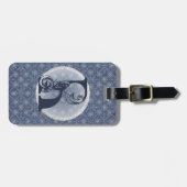 Denim Blue Decoratief Monogram "R" Bagagelabel (Voorkant horizontaal)