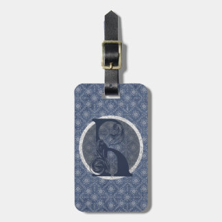 Denim Blue Decoratief Monogram "R" Bagagelabel