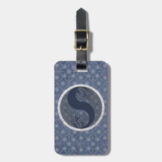 Denim Blue Decoratief Monogram "S" Bagagelabel