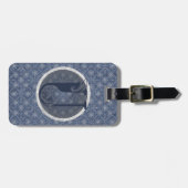 Denim Blue Decoratief Monogram "U" Bagagelabel (Voorkant horizontaal)