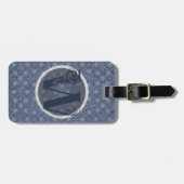 Denim Blue Decoratief Monogram "W" Bagagelabel (Voorkant horizontaal)