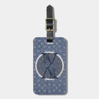 Denim Blue Decoratief Monogram "X" Bagagelabel