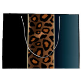 Denim Blue en Black Leopard Pattern Large Cadeautasje (Achterkant)