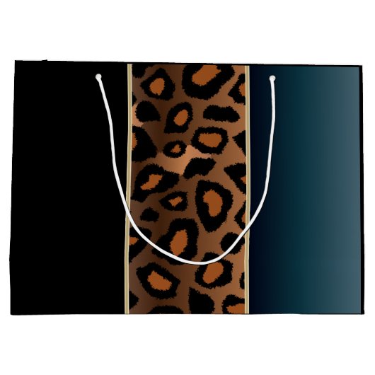 Denim Blue en Black Leopard Pattern Large Cadeautasje (Achterkant)