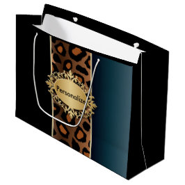 Denim Blue en Black Leopard Pattern Large Cadeautasje