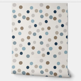 Denim Blue en Tan Dot Patroon Behang