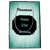 Denim Blue en zwarte 21ste verjaardag Medium Cadeauzakje (Voorkant)