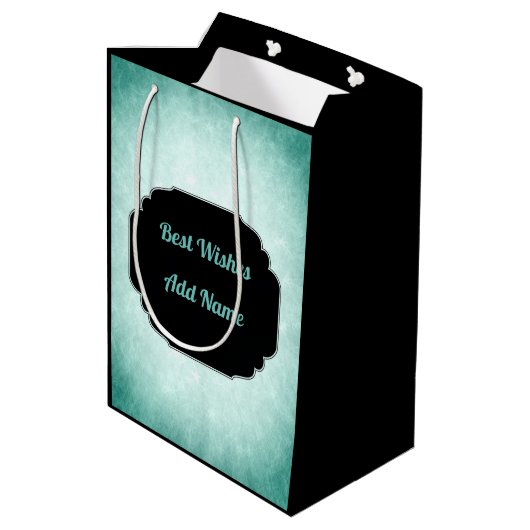 Denim Blue en zwarte 21ste verjaardag Medium Cadeauzakje (Achterkant Gekanteld)