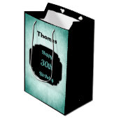 Denim Blue en zwarte 30e verjaardag Medium Cadeauzakje (Voorkant Gekanteld)