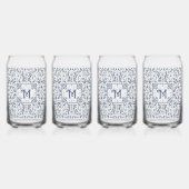 Denim Blue Fancy grafisch patroon gepersonaliseerd Blikvorm Glas (Voorkant)