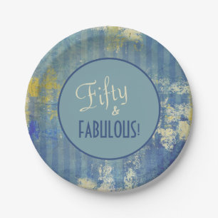  Denim Blue Fifty & FABULOUS! Birthday Papieren Bordje