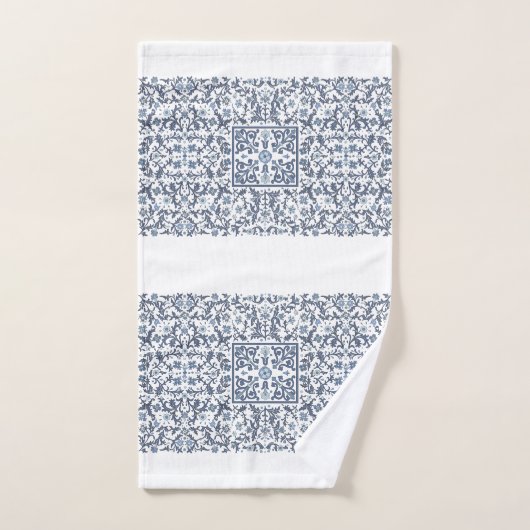 Denim Blue Floral Bad Handdoek (Handdoek)